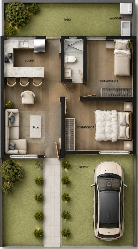 Plano de distribución Modelo A — 50 m²